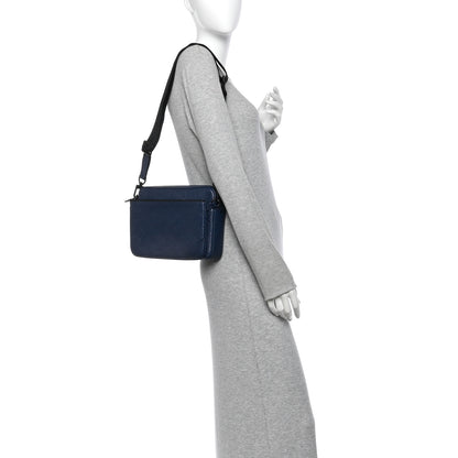 Louis Vuitton Calfskin Monogram Shadow Trio Messenger Navy 2 of 9