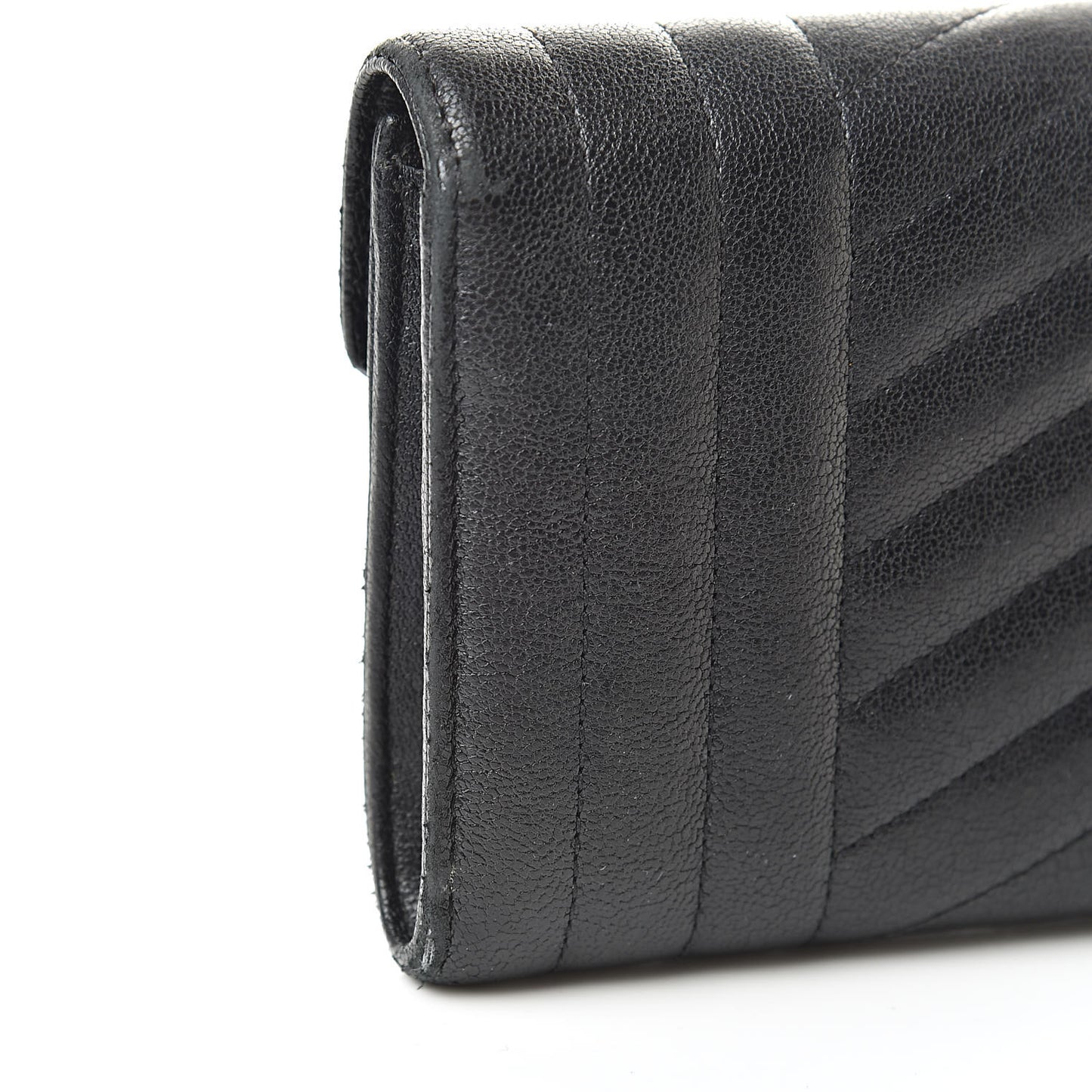 Lambskin Mixed Matelasse Quilted Large Monogram Envelope Wallet Black