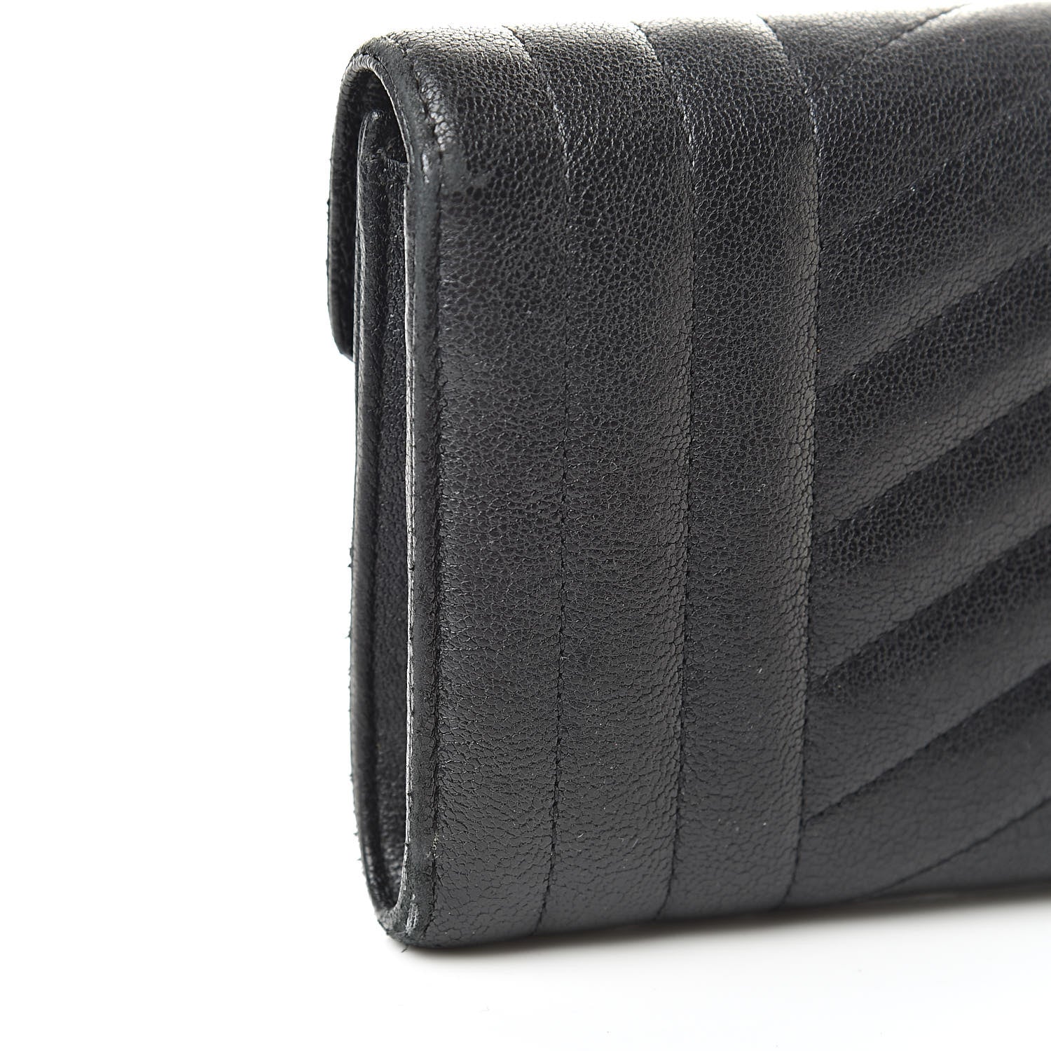 Saint Laurent Lambskin Mixed Matelasse Quilted Large Monogram Envelope Wallet Black 14 of 16