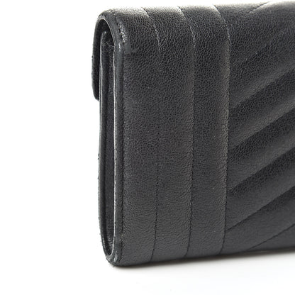 Saint Laurent Lambskin Mixed Matelasse Quilted Large Monogram Envelope Wallet Black 14 of 16