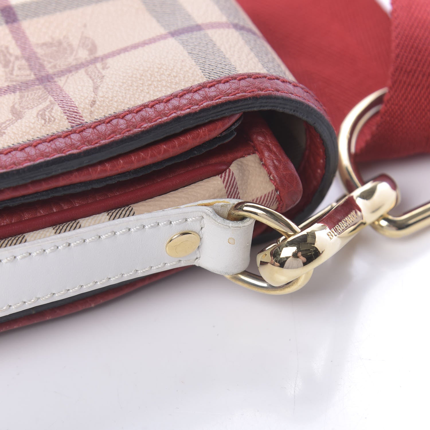 Burberry Haymarket Check Messenger Military Red White 13 of 15
