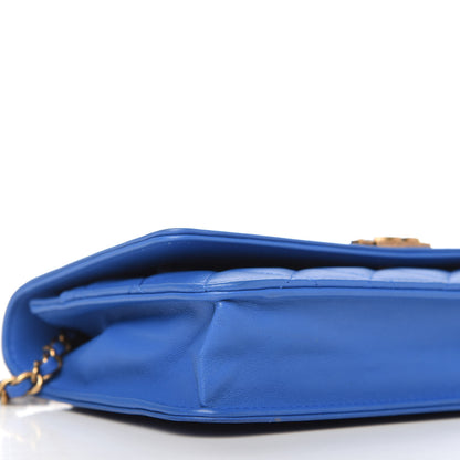 Chanel Lambskin Quilted Boy Wallet On Chain WOC Blue 6 of 10