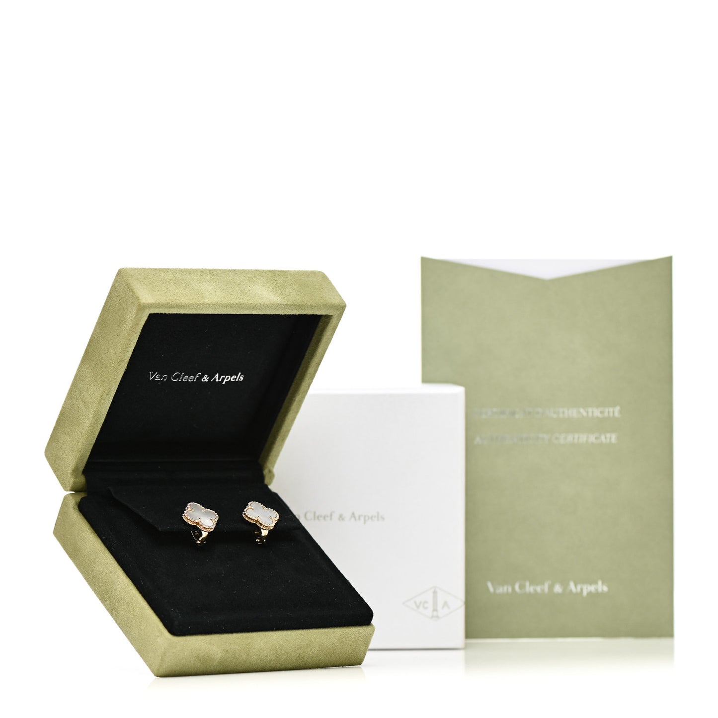 18K Yellow Gold Mother of Pearl Vintage Alhambra Earrings