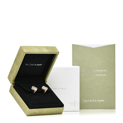 Van Cleef & Arpels 18K Yellow Gold Mother of Pearl Vintage Alhambra Earrings 6 of 6