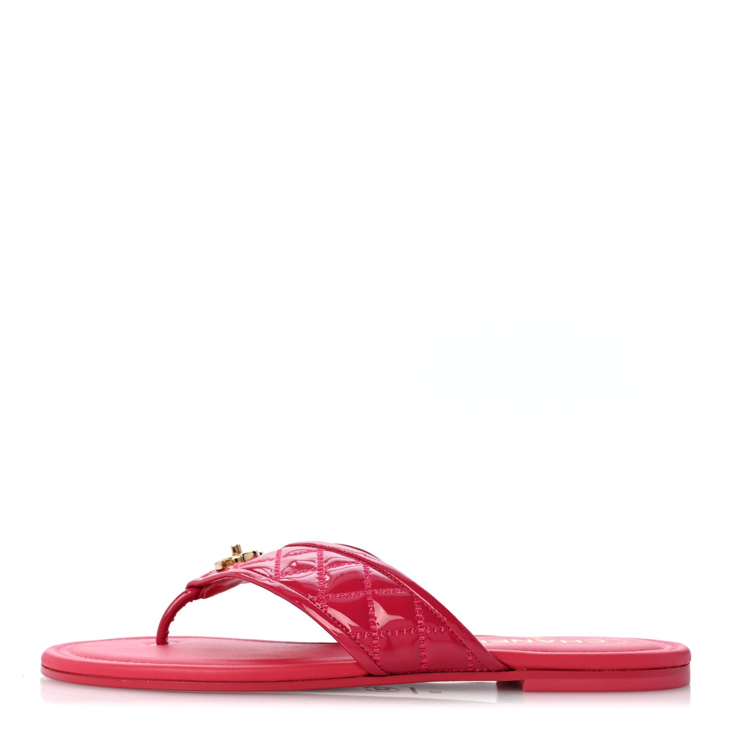 Patent Quilted CC Thong Sandals 39 Pink