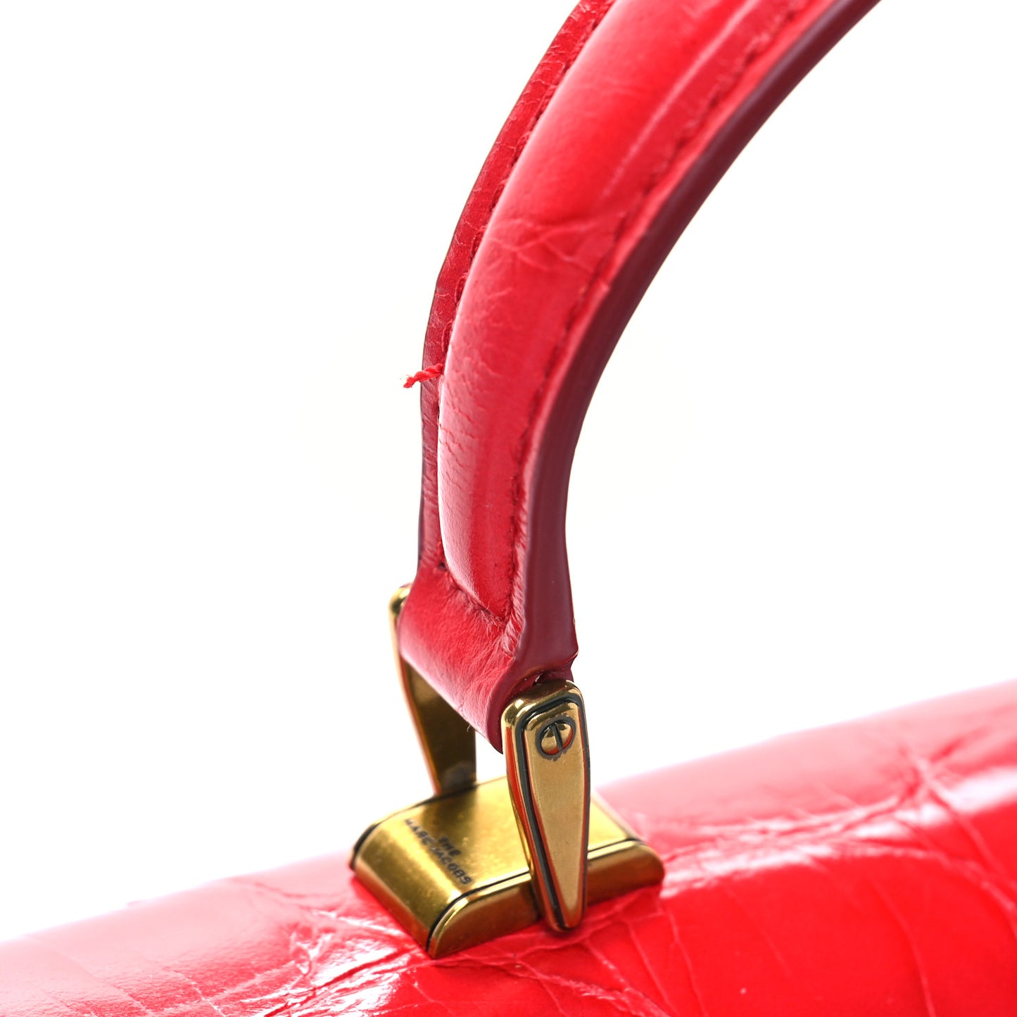 Calfskin Crocodile Embossed Uptown Shoulder Bag Flame