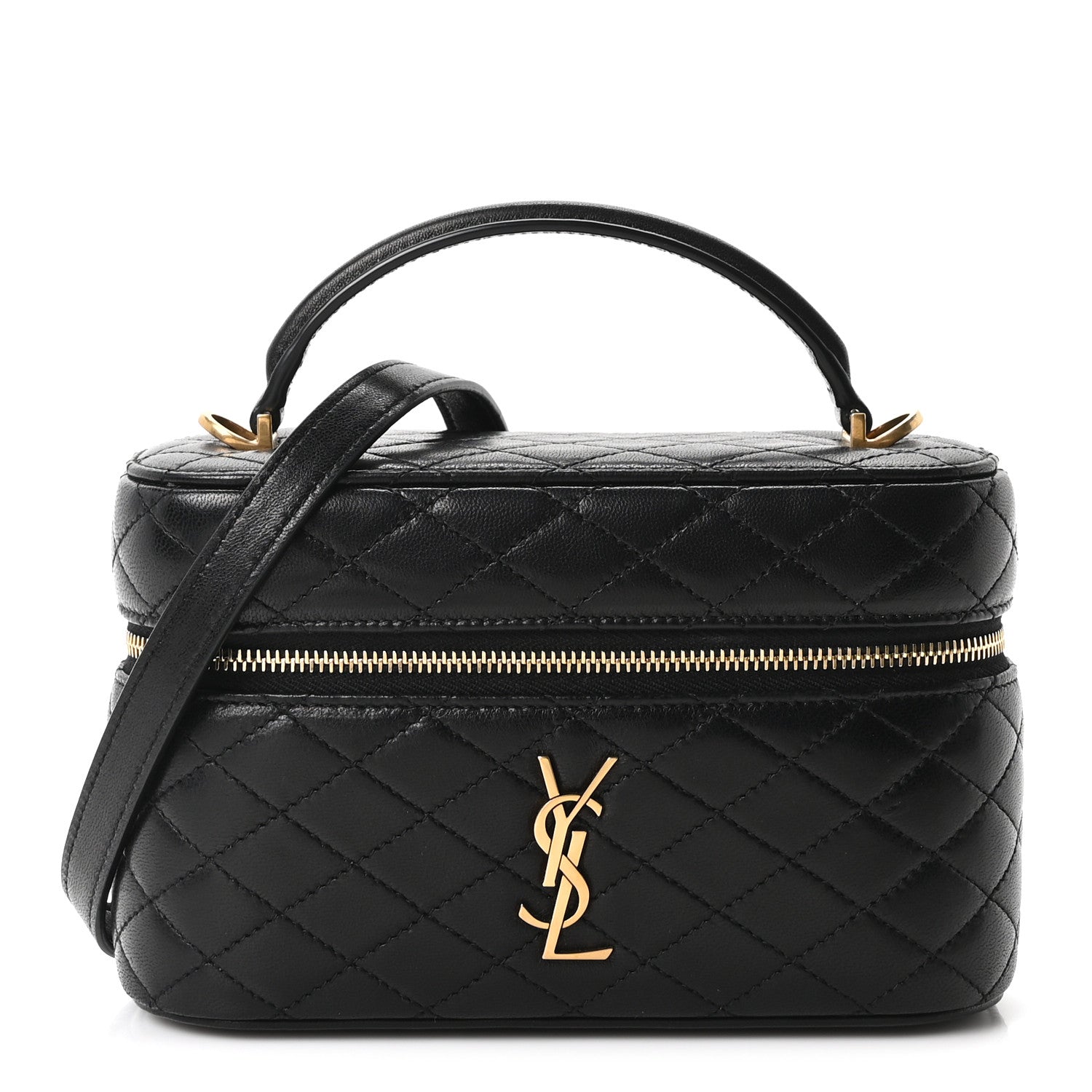 Saint Laurent Lambskin Quilted Mini Gaby Vanity Case Black 1 of 10