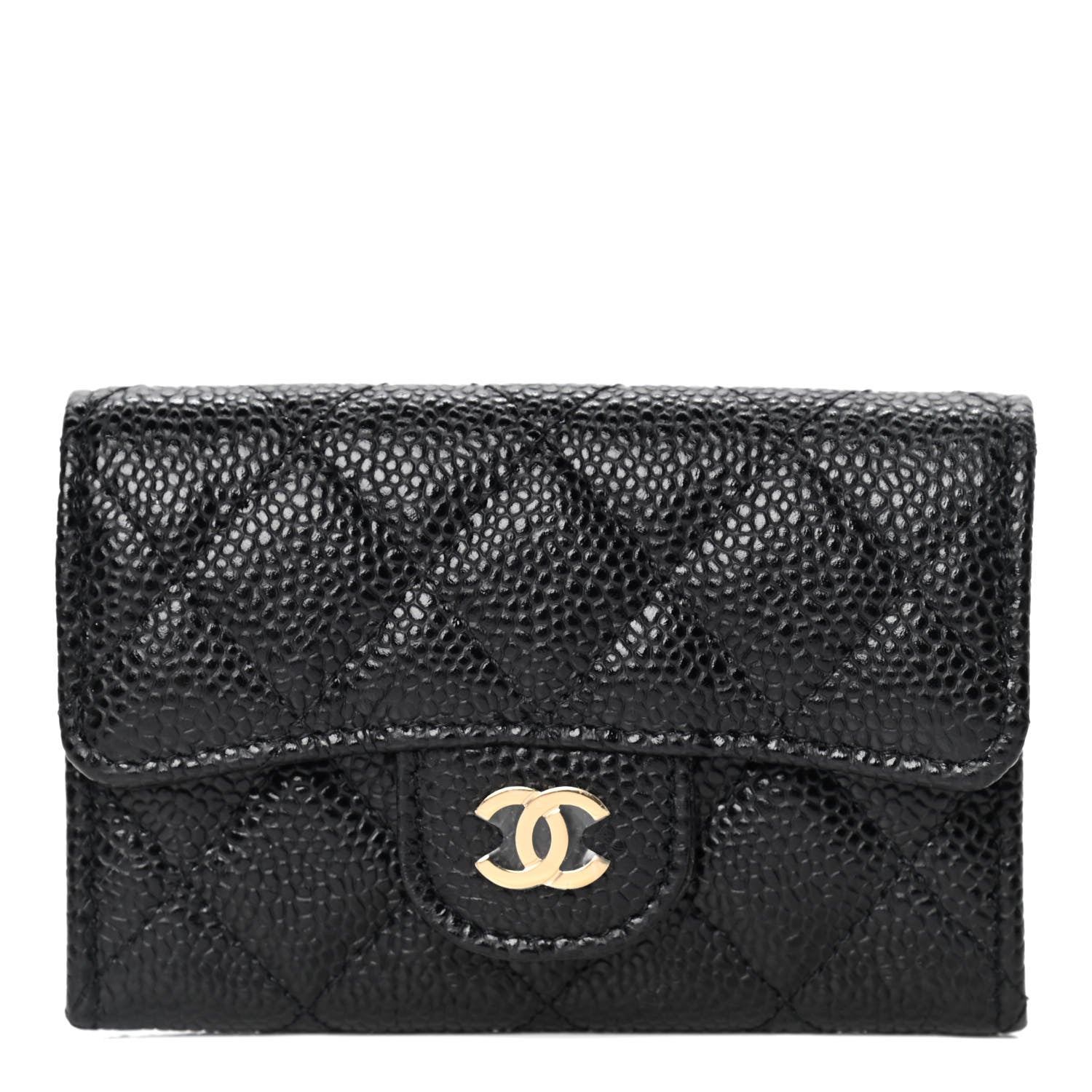Chanel Caviar Quilted Flap Card Holder Wallet Black 1 of 4