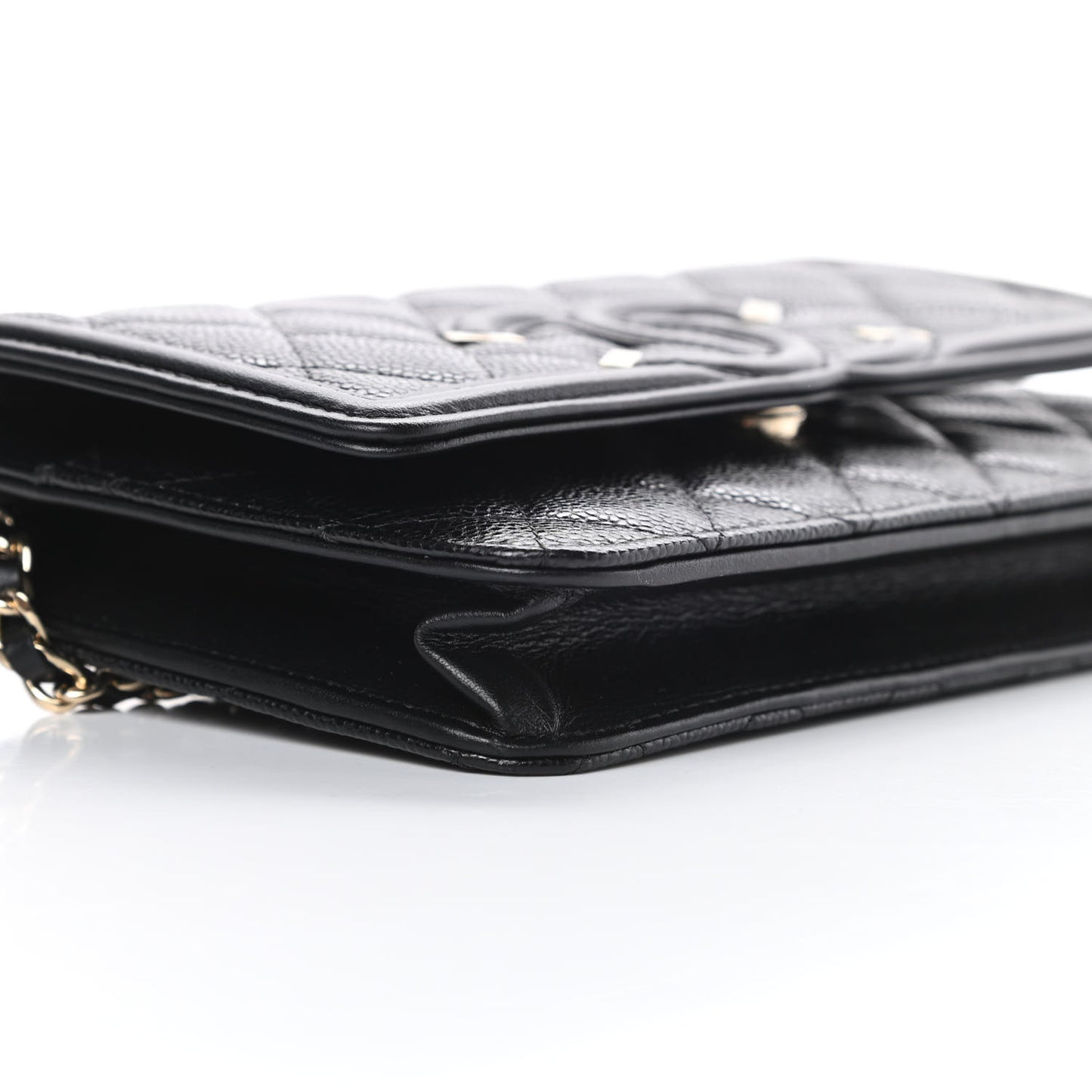 Caviar Quilted CC Filigree Wallet On Chain WOC Black