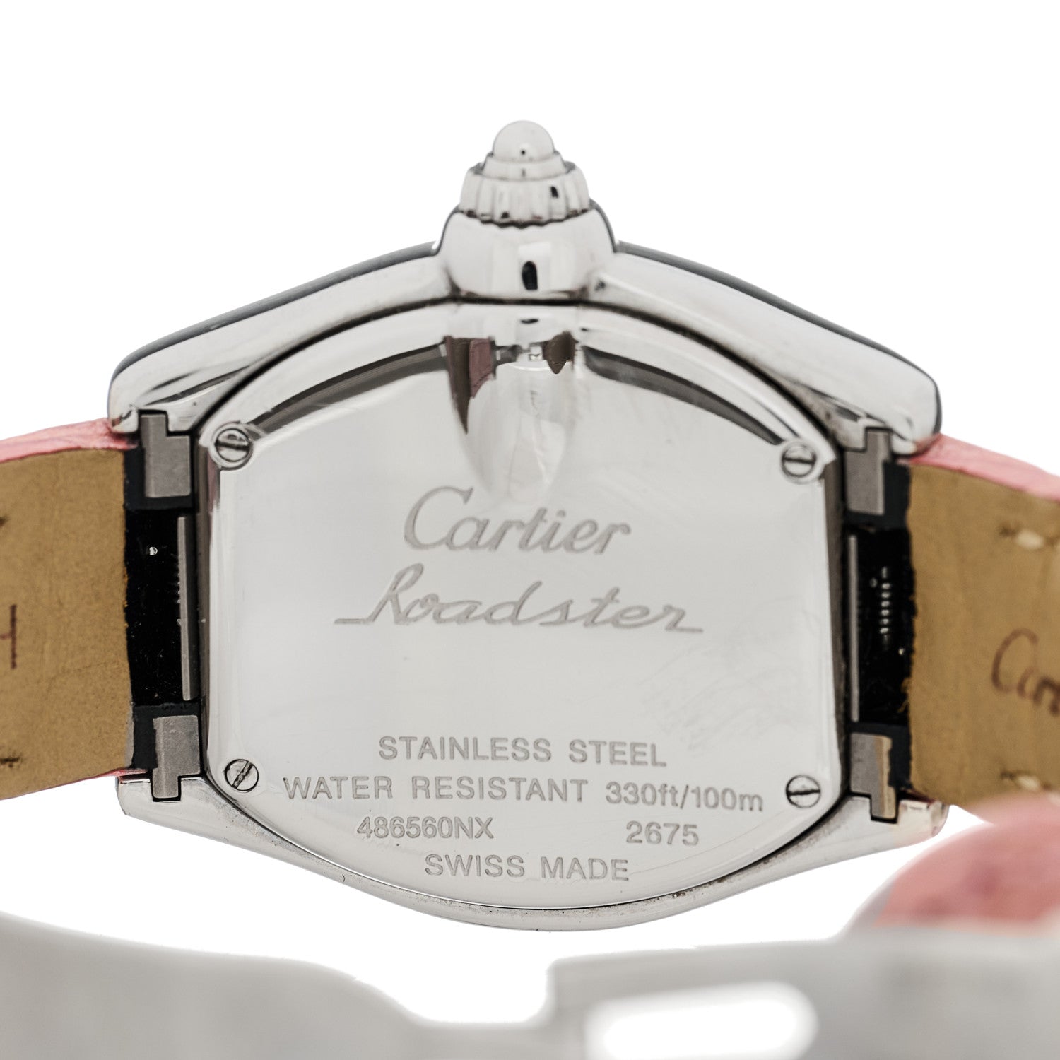 Cartier Stainless Steel Alligator Mother of Pearl 31mm Roadster Quartz Watch Pink 4 of 4