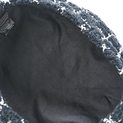 Chanel Tweed Beret Hat L Black White 7 of 8