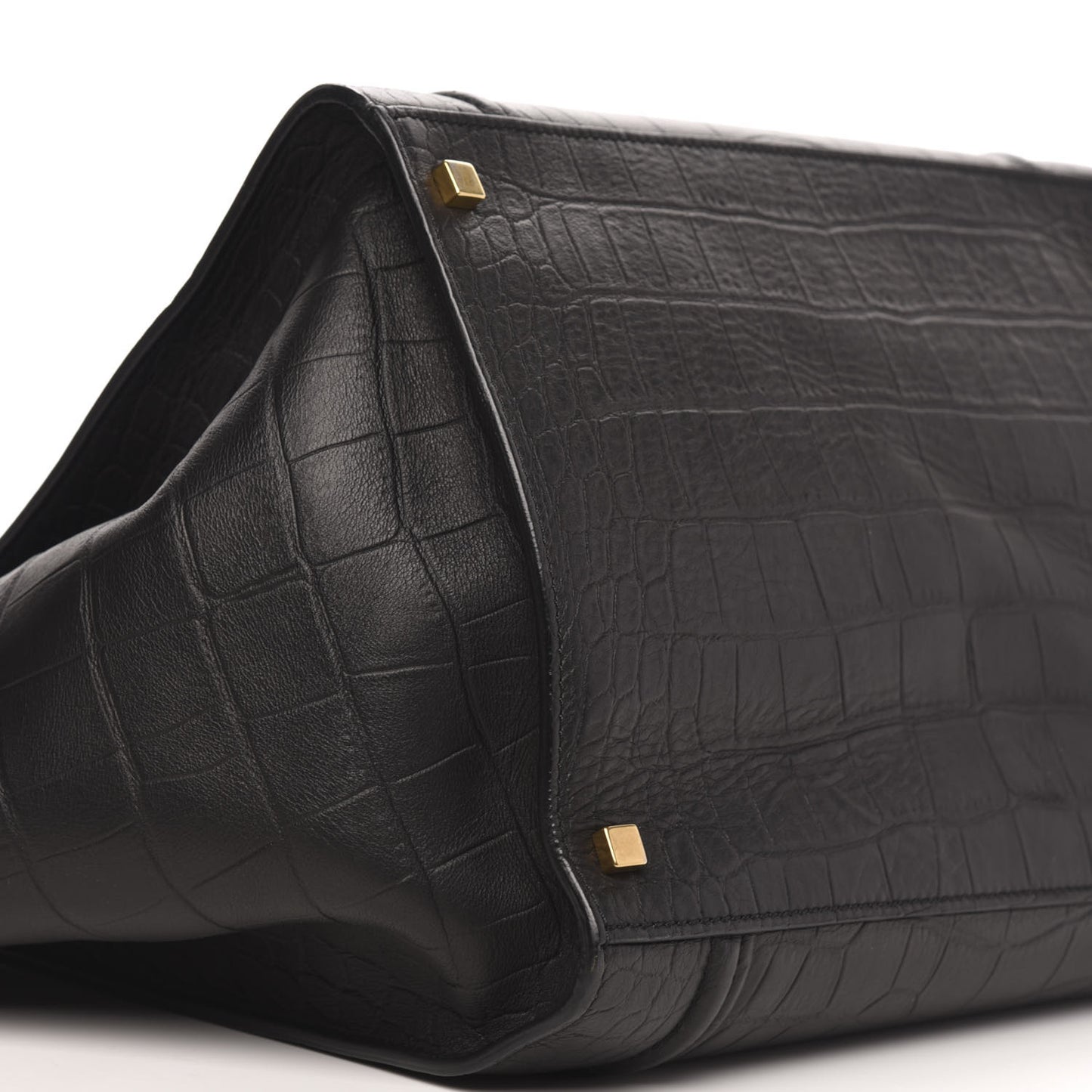 Crocodile Embossed Calfskin Large Phantom Luggage Black