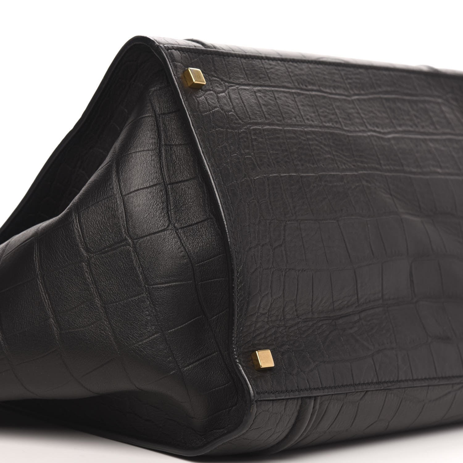 Celine Crocodile Embossed Calfskin Large Phantom Luggage Black 8 of 9