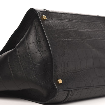 Celine Crocodile Embossed Calfskin Large Phantom Luggage Black 8 of 9