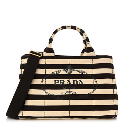 Prada Canapa Striped Logo Tote Tabacco 1 of 11