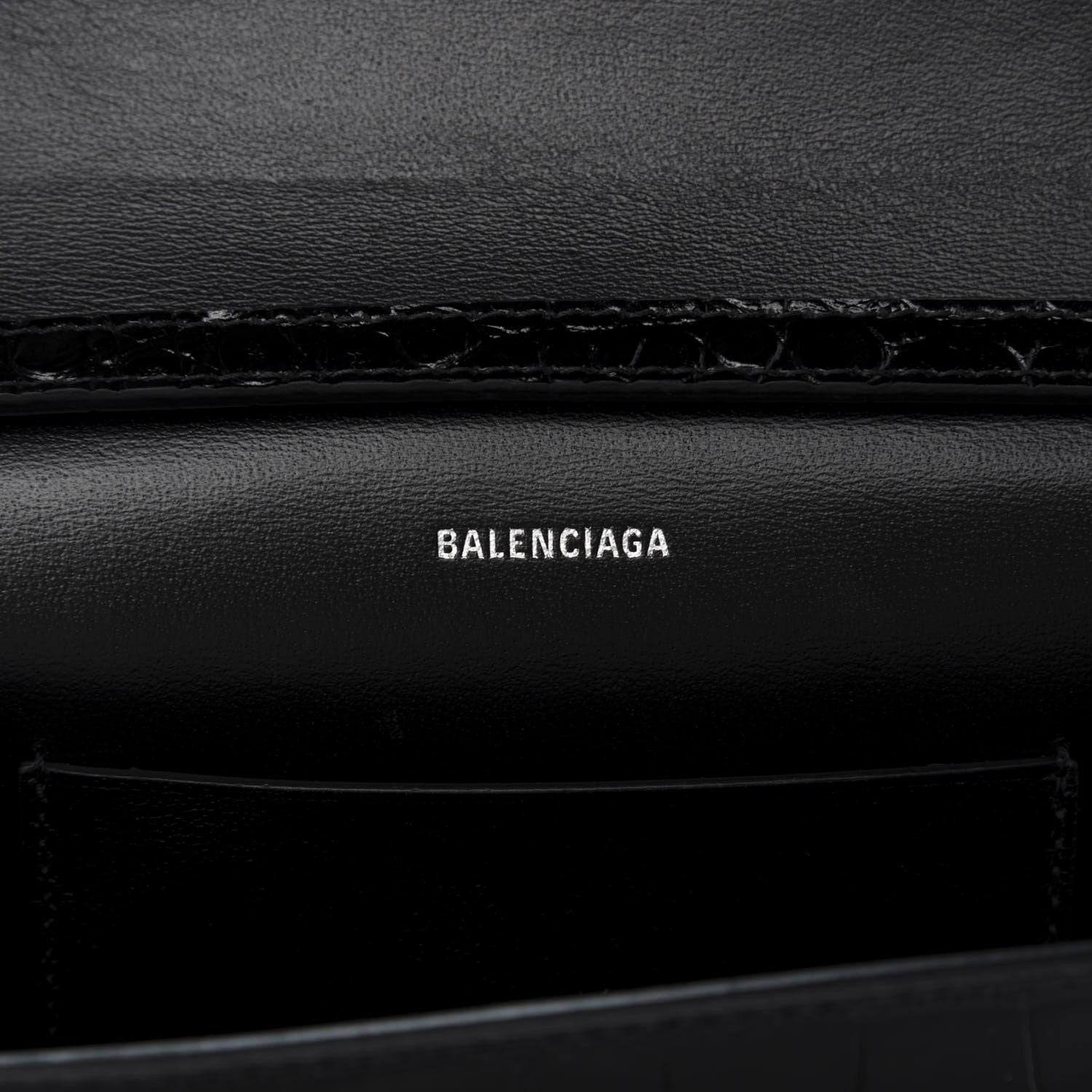 Balenciaga Calfskin Crocodile Embossed Touch Phone Holder With Strap Black 8 of 9
