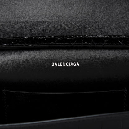 Balenciaga Calfskin Crocodile Embossed Touch Phone Holder With Strap Black 8 of 9