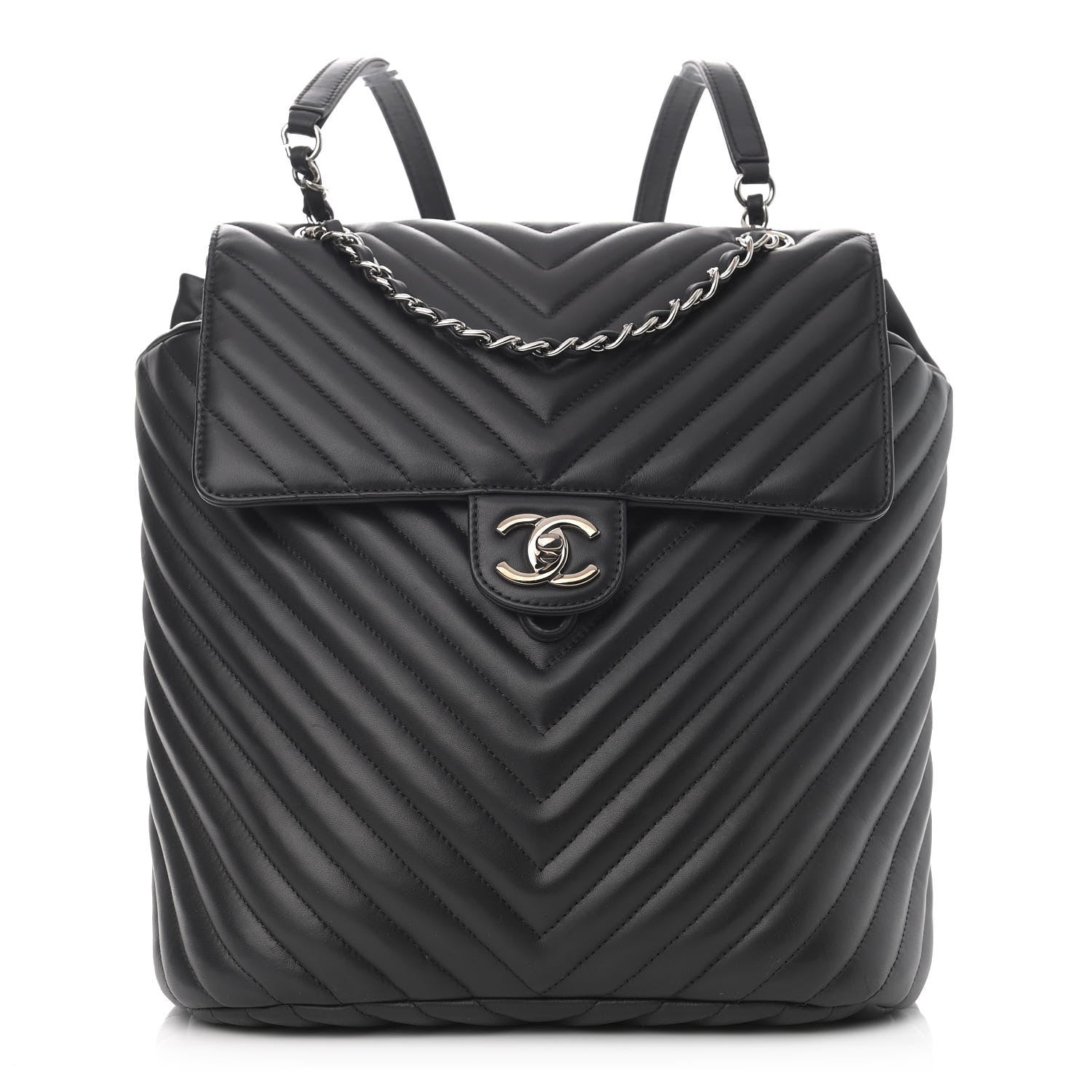 Chanel Calfskin Chevron Quilted Large Urban Spirit Backpack Black 1 of 11