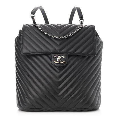 Chanel Calfskin Chevron Quilted Large Urban Spirit Backpack Black 1 of 11