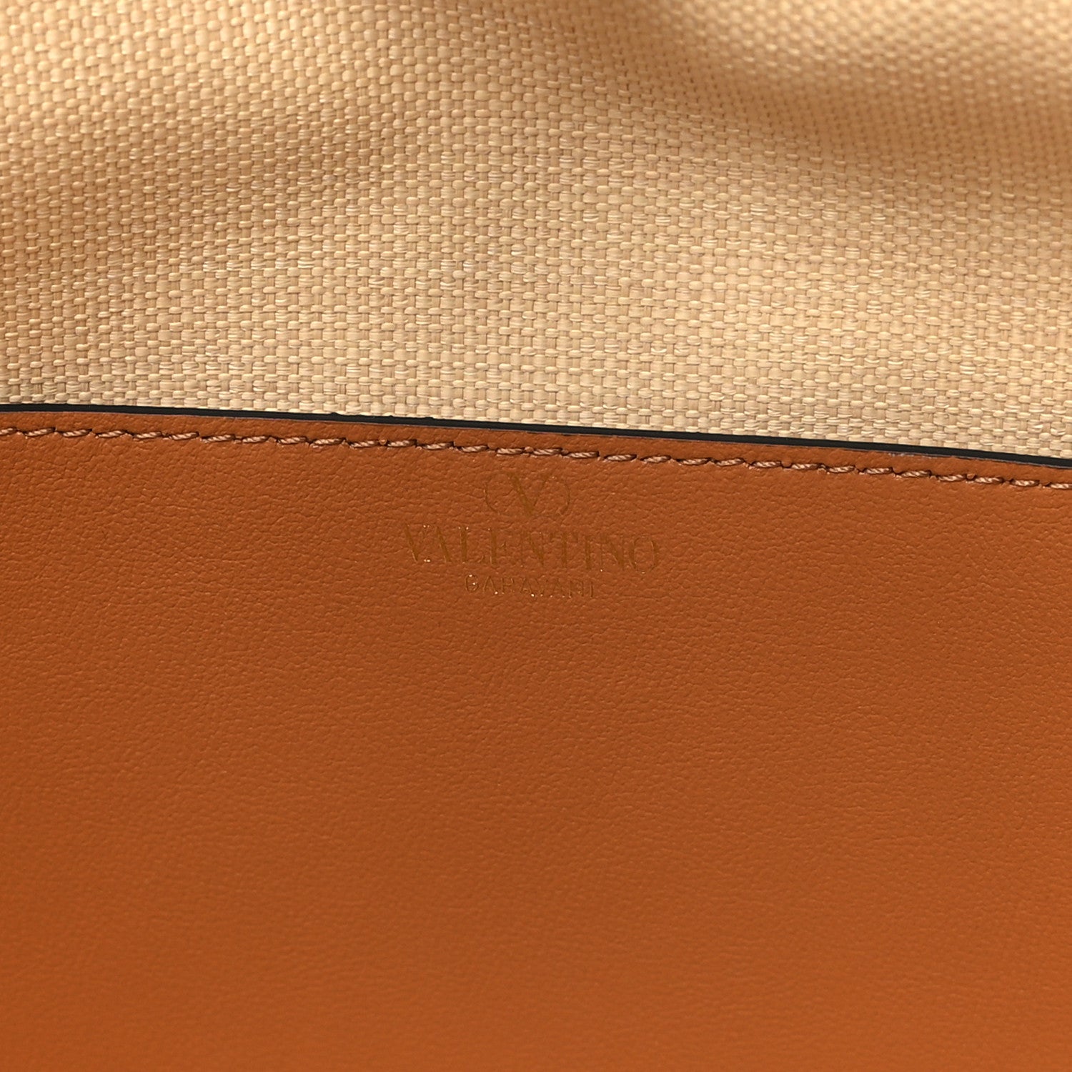 Valentino Garavani Synthetic Raffia Calfskin Rockstud Garden Tote Bag Natural Almond 6 of 9