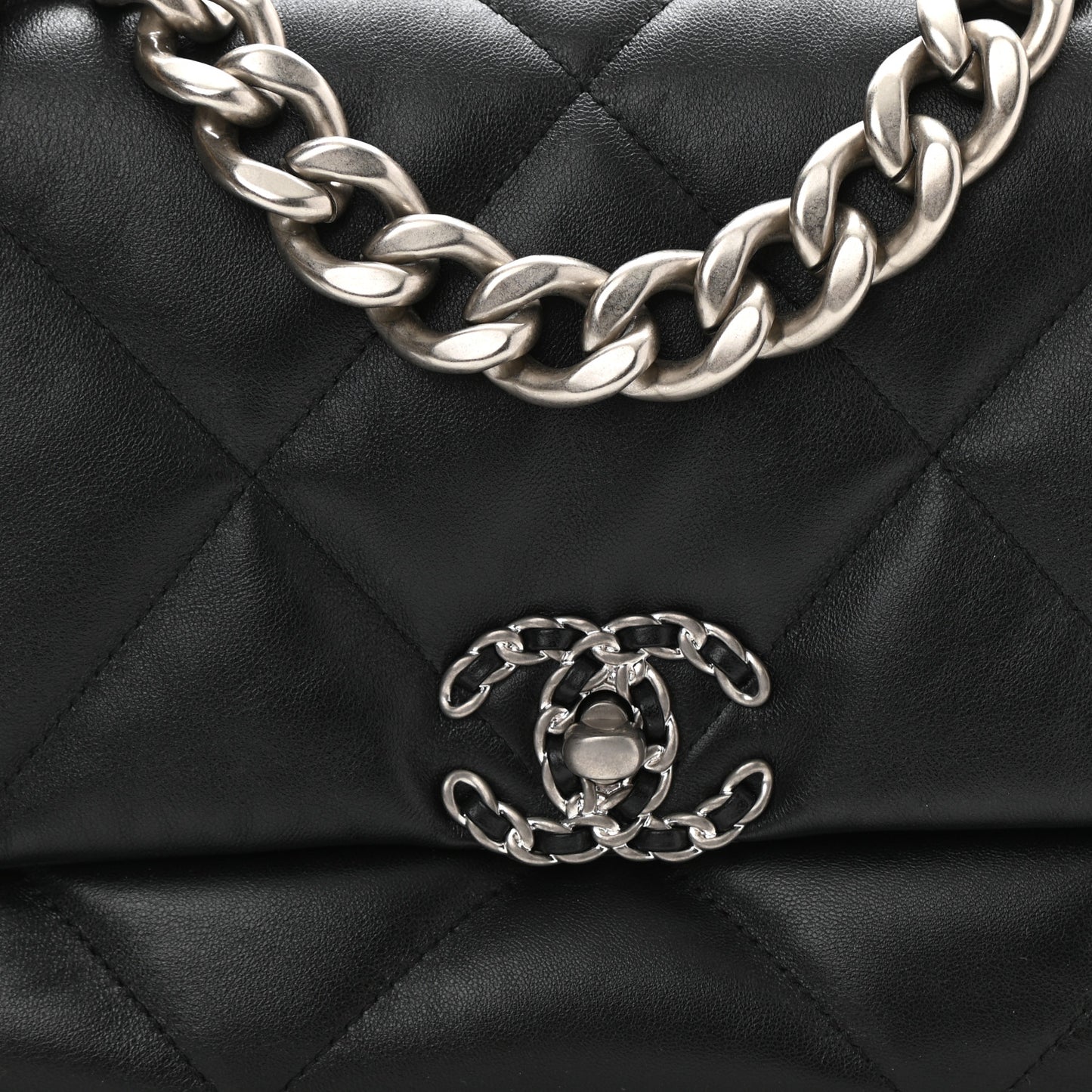 Lambskin Quilted Large Chanel 19 Flap Black