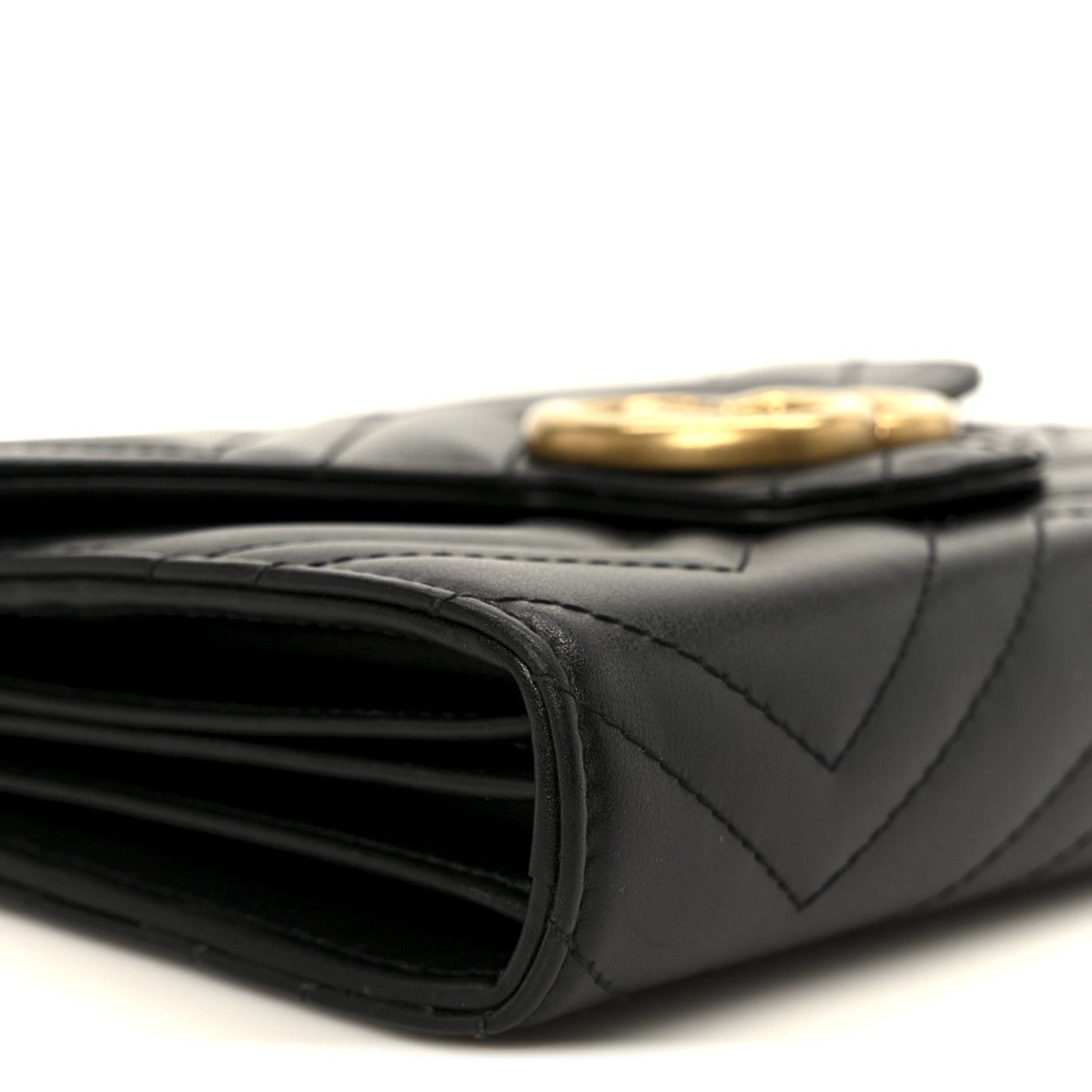 Gucci Calfskin Matelasse GG Marmont Chain Wallet Black 9 of 10