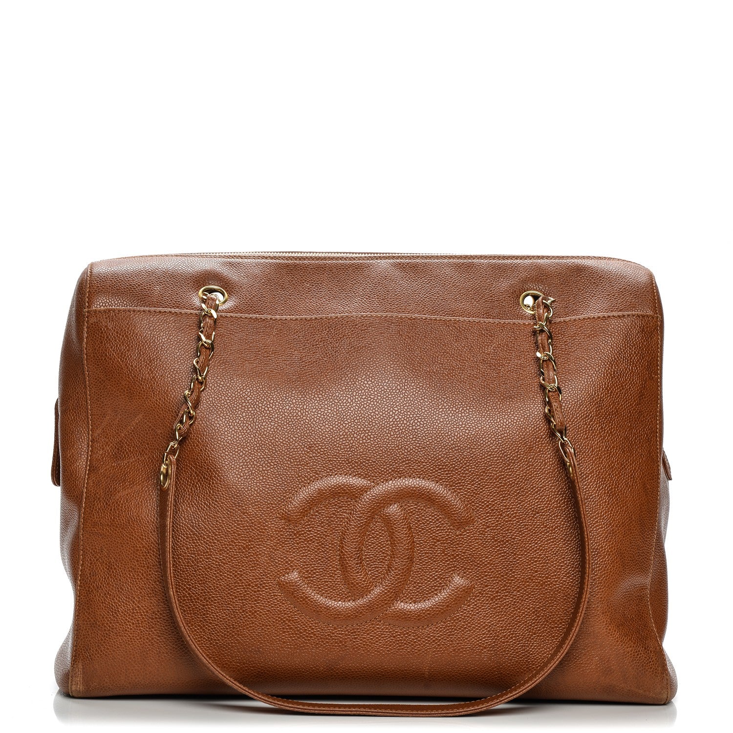 Chanel Caviar Large CC Shoulder Bag Light Brown 1 of 11