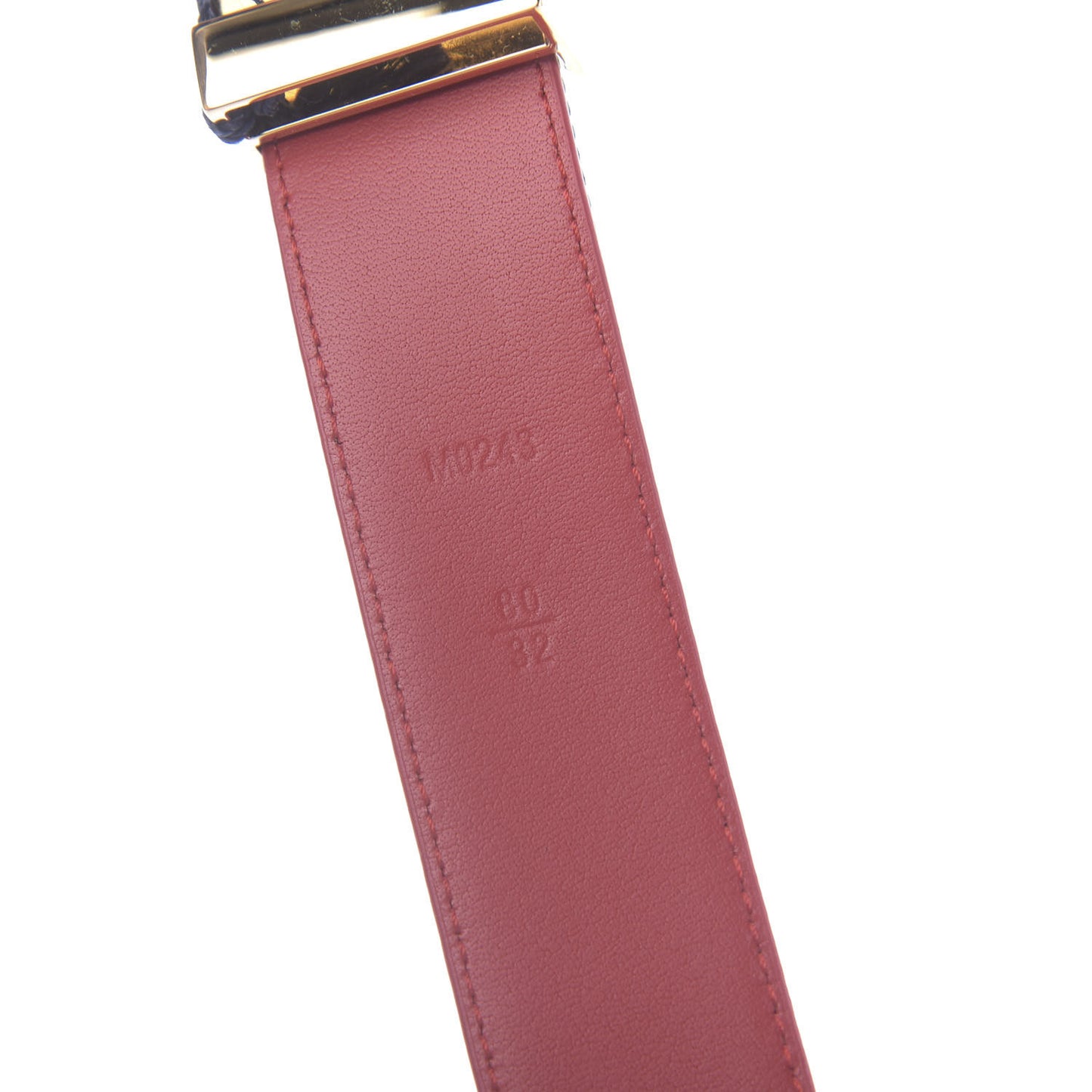 Denim Damier Monogram Patchwork 30mm Iconic Reversible Belt 80 32 Blue Rouge