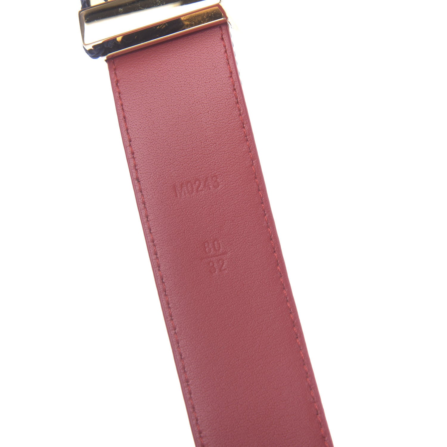 Louis Vuitton Denim Damier Monogram Patchwork 30mm Iconic Reversible Belt 80 32 Blue Rouge 3 of 7