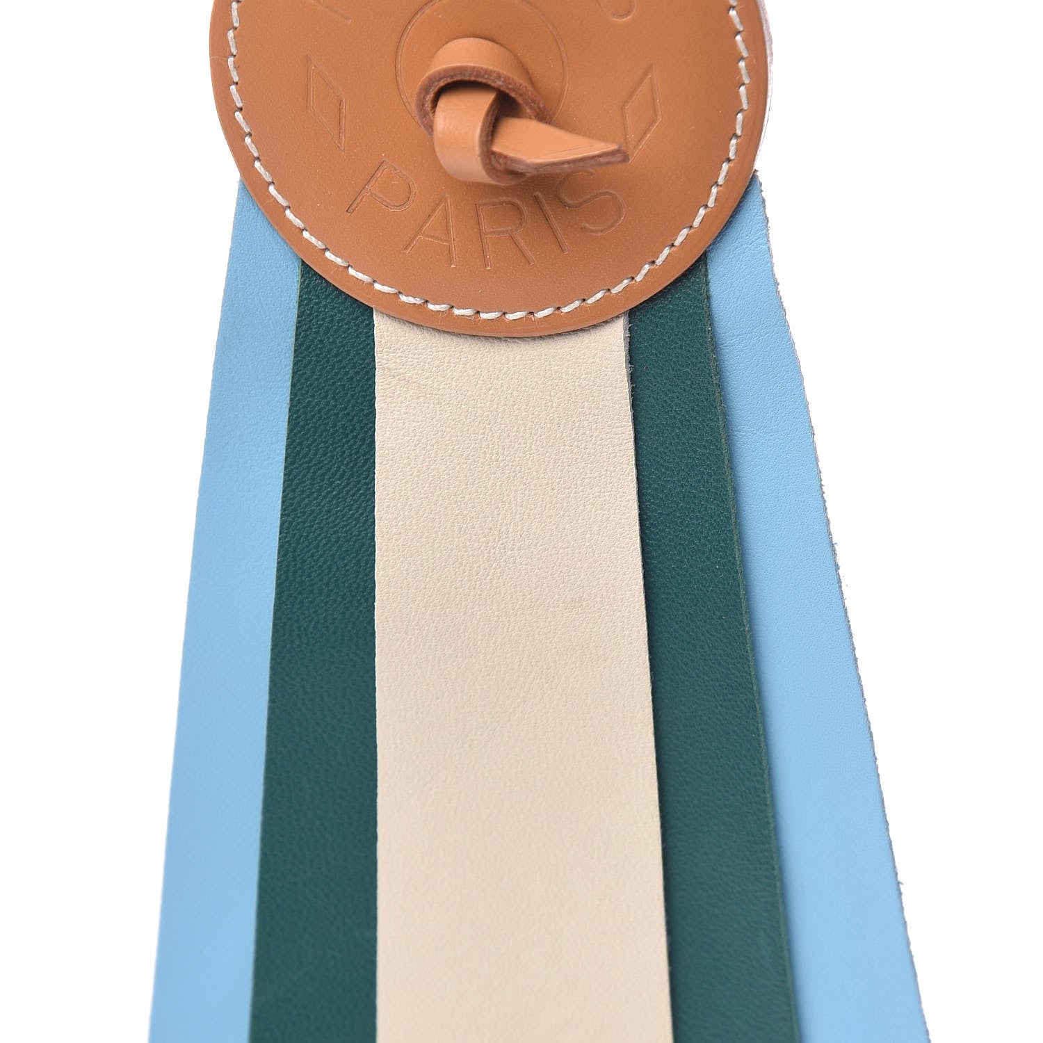 Hermes Vache Hunter Milo Lambskin Paddock Flot Bag Charm Natural Sable Craie Malachite Celeste 5 of 6