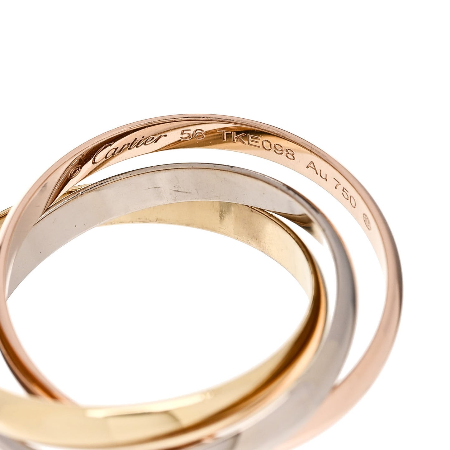 18K Pink Yellow White Gold Small Trinity Ring 56 7.5