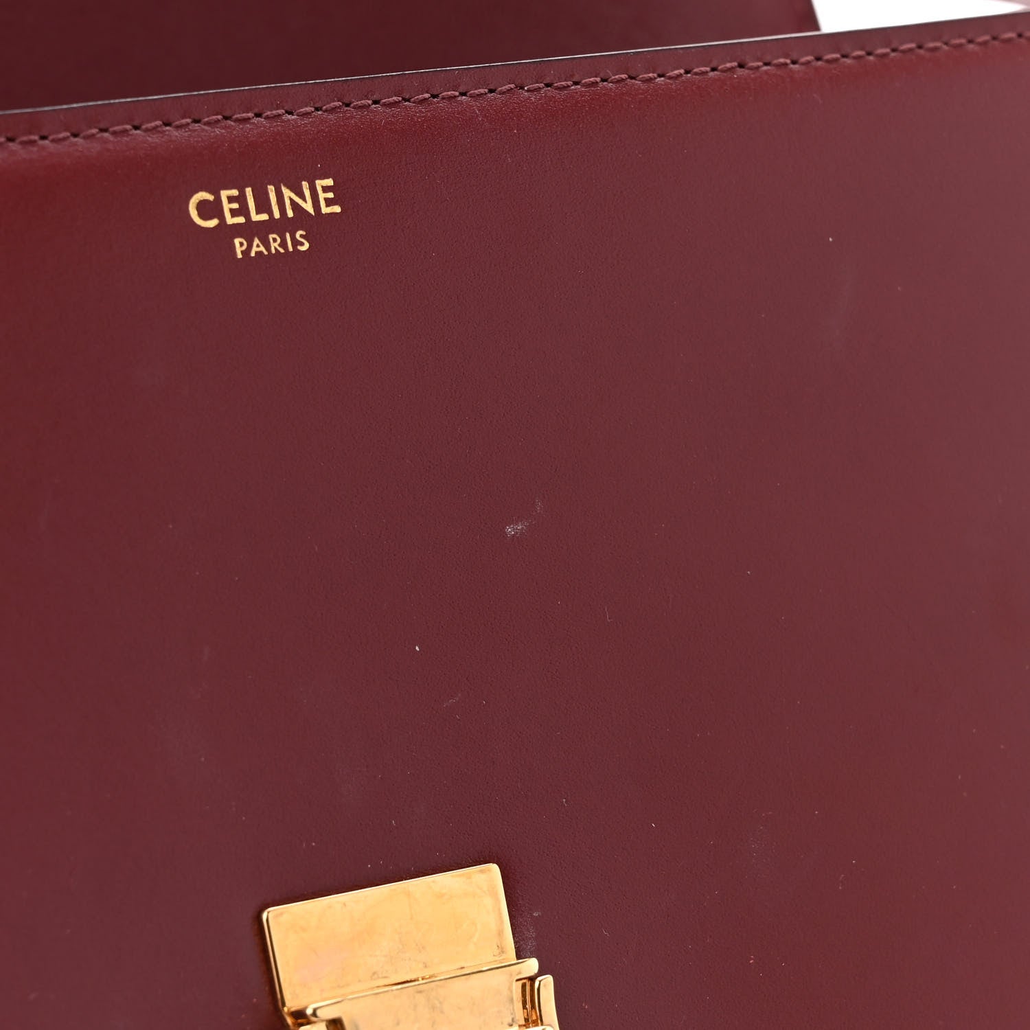 Celine Shiny Calfskin Medium Triomphe Light Burgundy 13 of 15