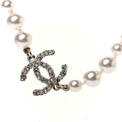 Chanel Pearl Crystal CC Short Necklace Gold 4 of 5