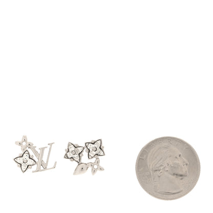 Louis Vuitton Metal Crystal Loulougram Earrings Silver 2 of 7