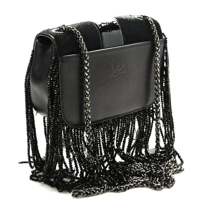 Christian Louboutin Pony Hair Patent Calfskin Mini Sweety Charity Fringe Crossbody Bag Black 3 of 8