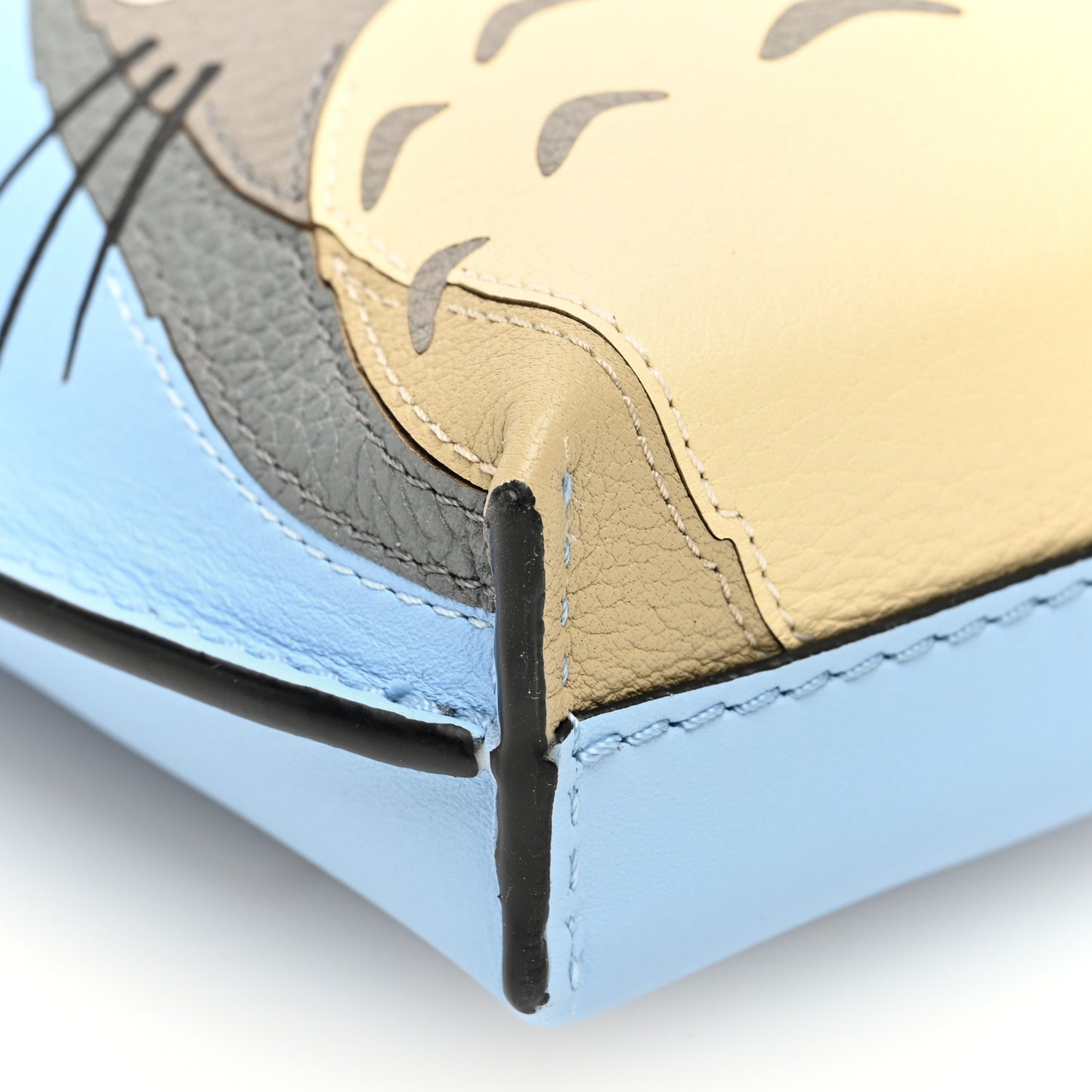 X MY NEIGHBOR TOTORO Calfskin Gate Pocket Blue Tan Multicolor