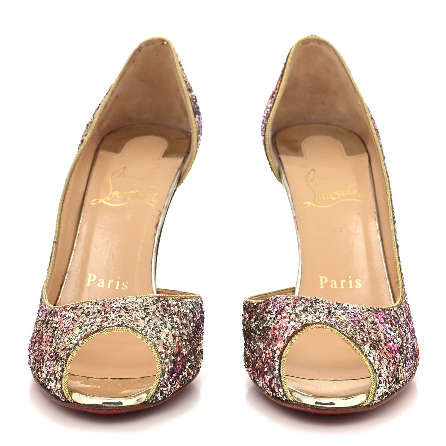 Christian Louboutin Glitter Demi You 100 Pumps 35 Rosette Gold 2 of 8