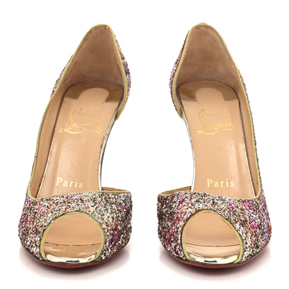 Christian Louboutin Glitter Demi You 100 Pumps 35 Rosette Gold 2 of 8