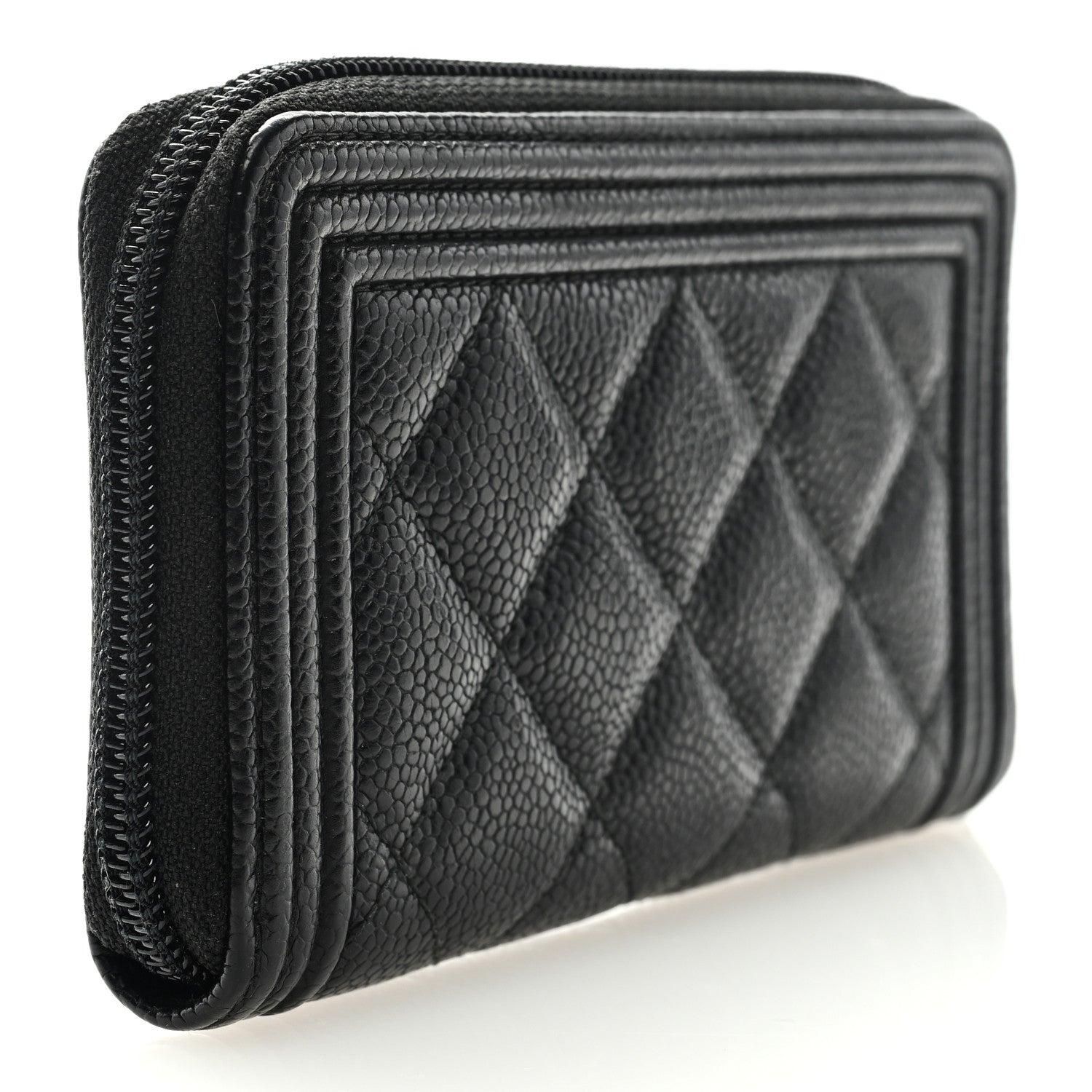 Chanel Caviar Quilted Small Boy Zip Around Wallet Black 3 of 8