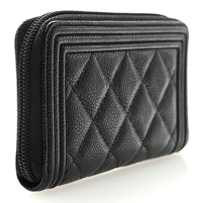 Chanel Caviar Quilted Small Boy Zip Around Wallet Black 3 of 8
