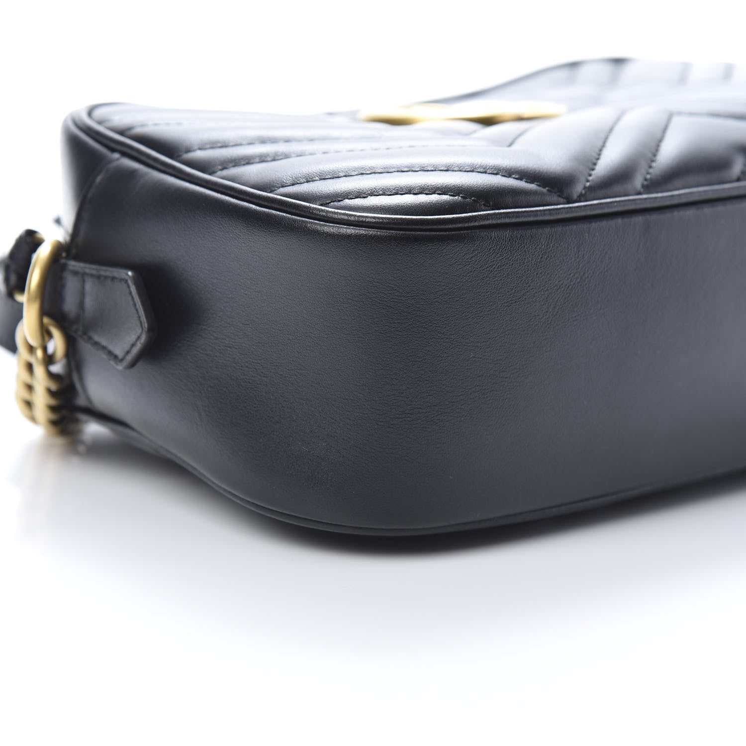 Gucci Calfskin Matelasse Small GG Marmont Chain Shoulder Bag Black 9 of 12