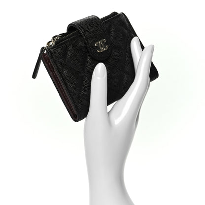 Chanel Caviar Quilted Compact Zipped Pocket Wallet Black 2 of 8