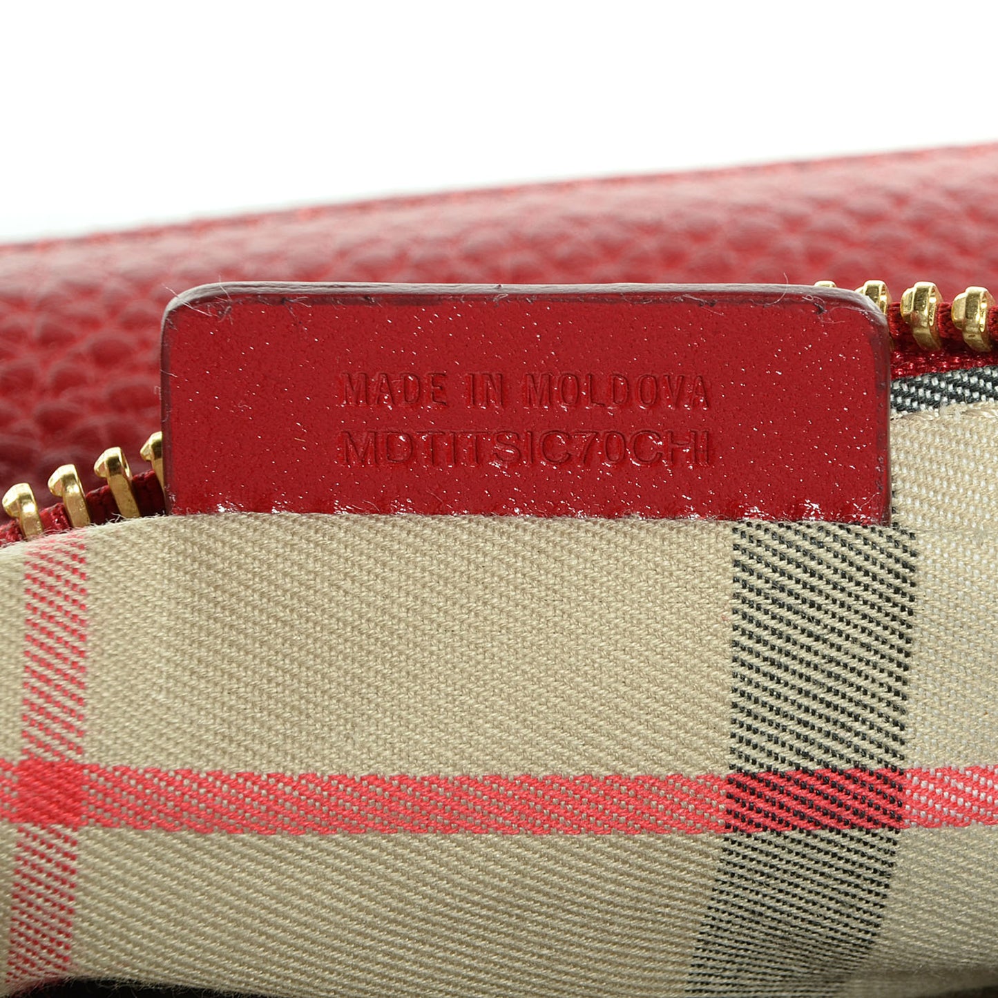 Pebbled Leather Slim Peyton Crossbody Clutch Bag Military Red