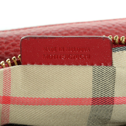 Burberry Pebbled Leather Slim Peyton Crossbody Clutch Bag Military Red 10 of 11