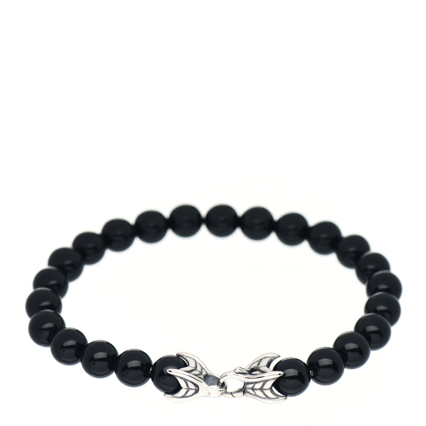 Sterling Silver Black Onyx 8mm Spiritual Beads Bracelet