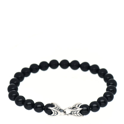 David Yurman Sterling Silver Black Onyx 8mm Spiritual Beads Bracelet 3 of 4
