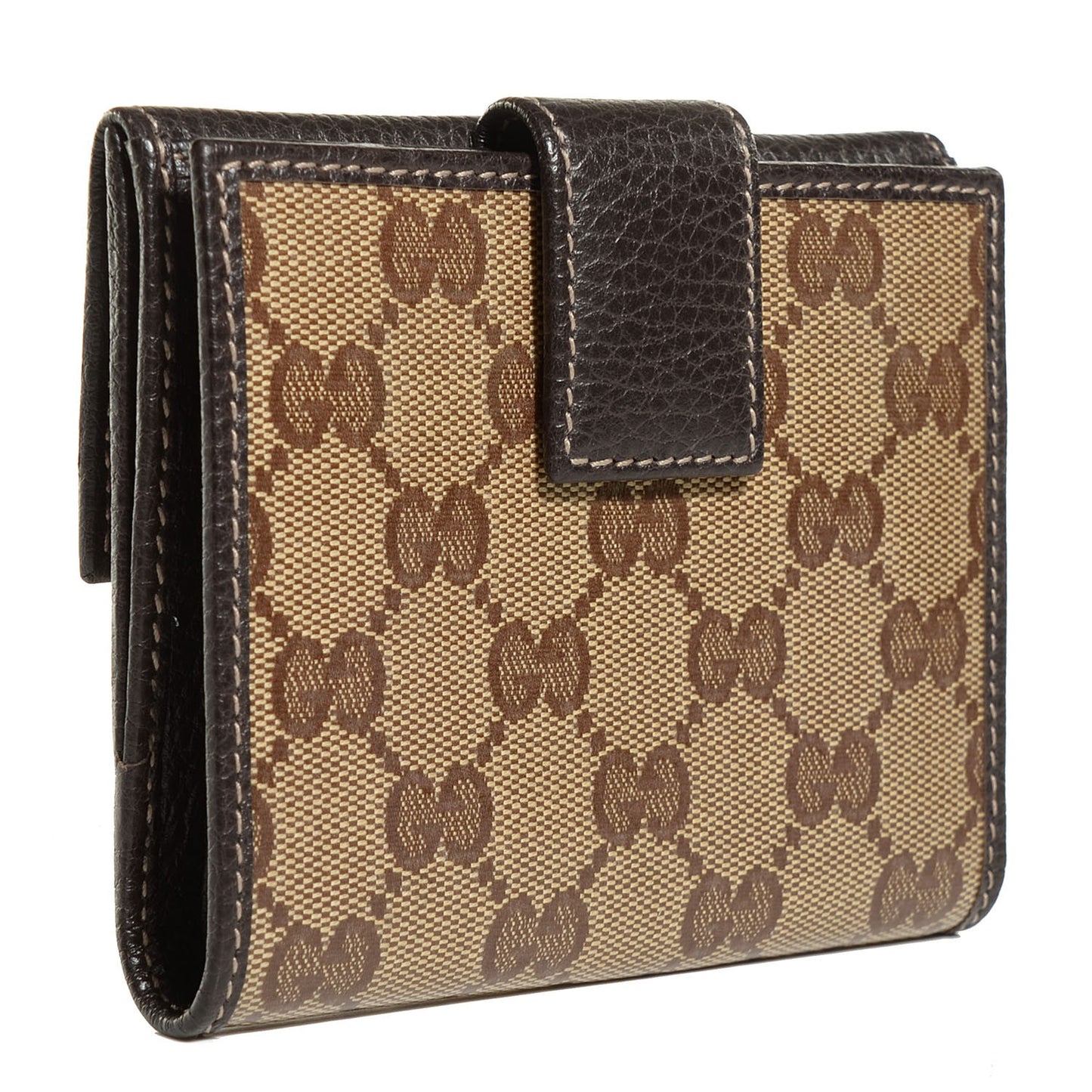 Crystal Monogram French Flap Wallet Dark Brown