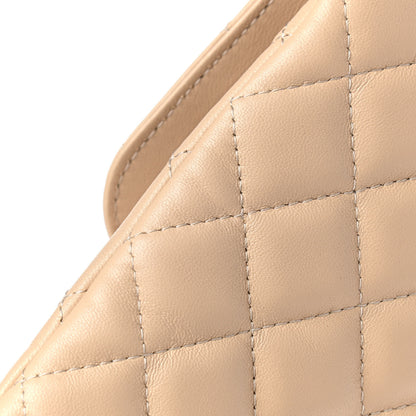 Chanel Lambskin Quilted Flap Clutch Beige 9 of 10
