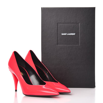 Saint Laurent Patent Calfskin Kiki 85 Pumps 38 Neon Pink 9 of 9