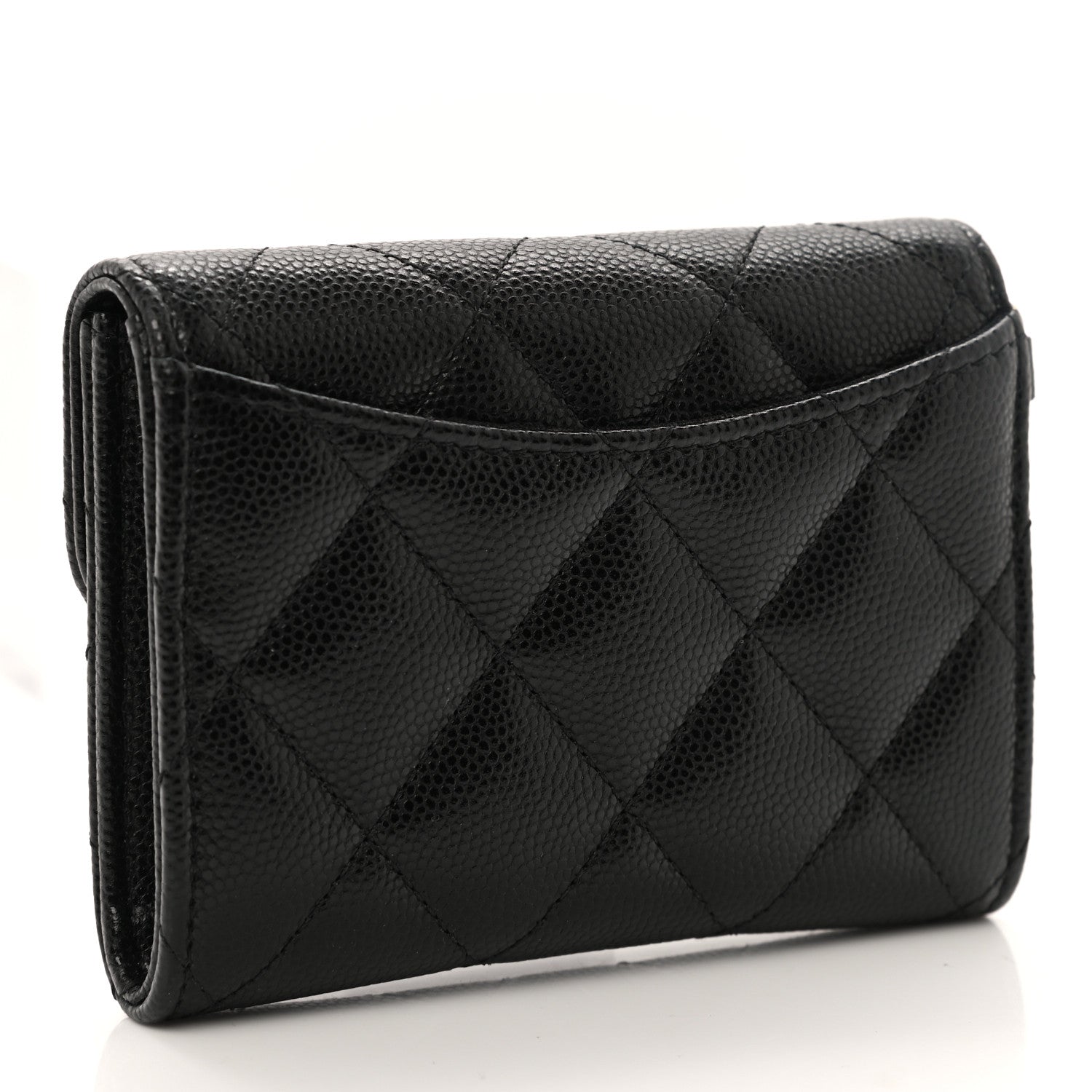 Chanel Caviar Quilted Flap Card Holder Chain Wristlet Black 2 of 8